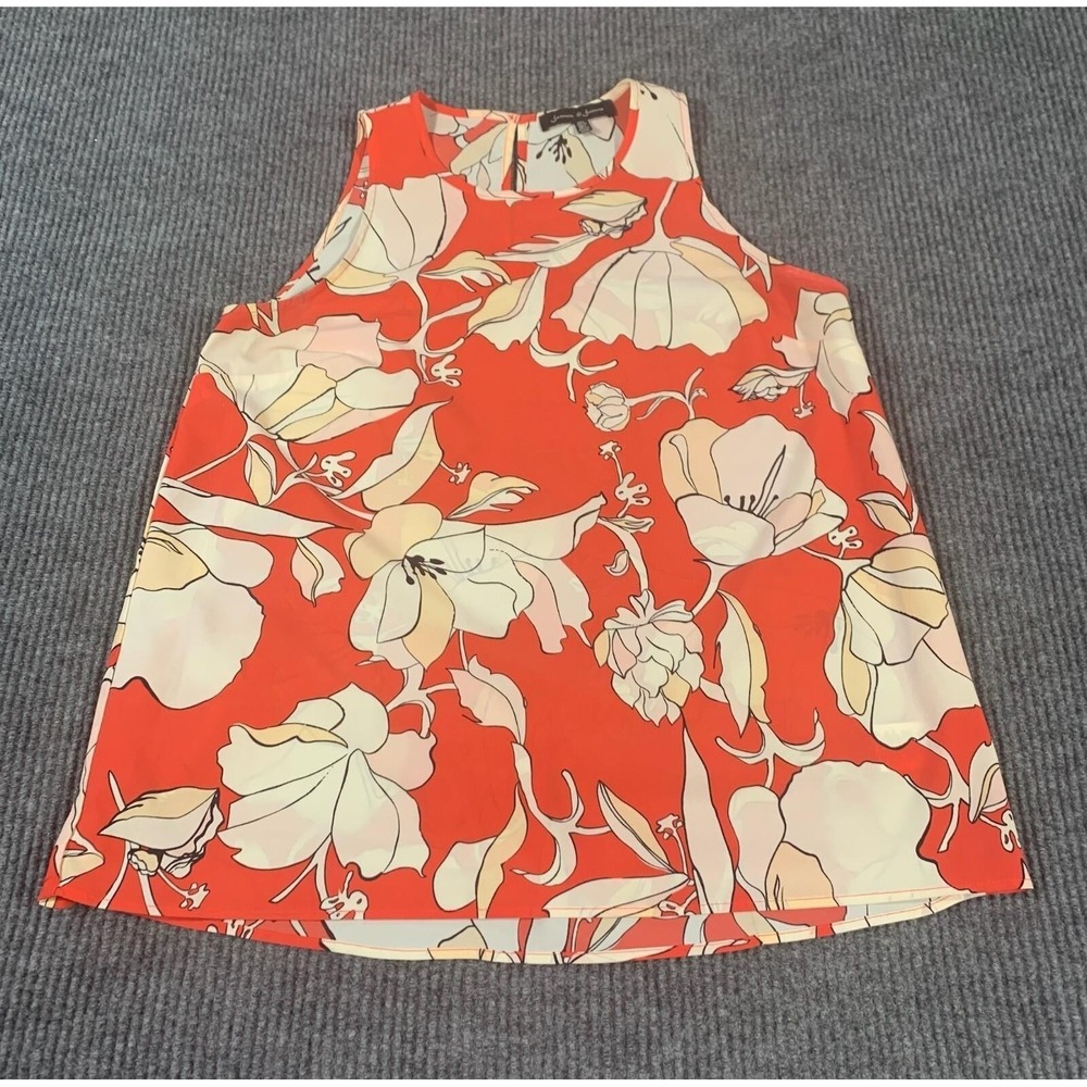 Jasmine Juliana Top Womens Large Pink White Floral Sleeveless Blouse Coastal AOP